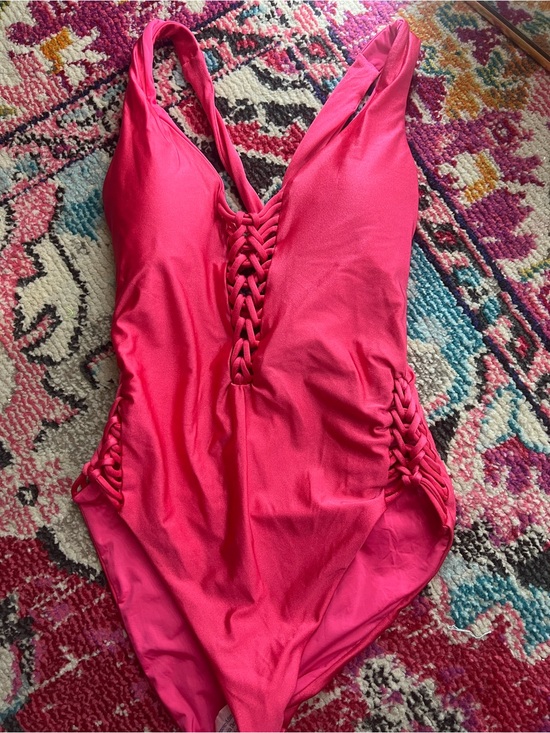 BECCA Other - NWT Becca Coral One-Piece Swimsuit with Macramé Details